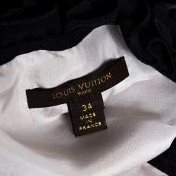مملوكة مسبقًا Louis Vuitton Black Silk Ruffle Detail Contrast Lined Sheath Dress S