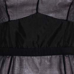 مملوكة مسبقًا Louis Vuitton Black Silk Ruffle Detail Contrast Lined Sheath Dress S