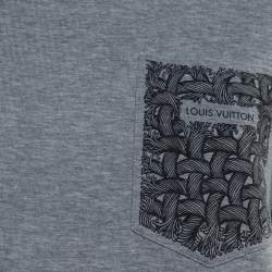 Pre Owned Louis Vuitton Grey Cotton Pocket Print Detail T Shirt S