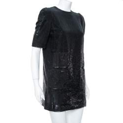 LOUIS VUITTON black wool SEQUIN EMBELLISHED Sweater Cocktail Dress M at  1stDibs