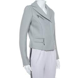 Louis Vuitton Grey Wool Zipper Front Cropped Blazer M