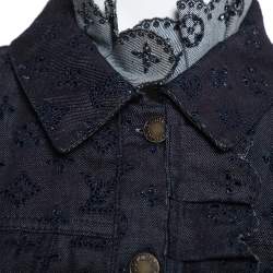Louis Vuitton Indigo Monogram Eyelet Embroidered Denim Short Sleeve Shirt M