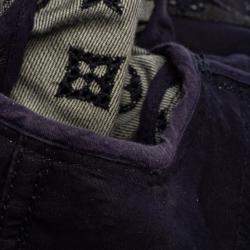 Louis Vuitton Indigo Monogram Eyelet Embroidered Denim Short Sleeve Shirt M