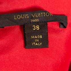 Pre Owned Louis Vuitton Cream Wool & Silk Logo Monogram Shift Dress M