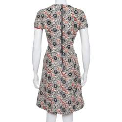 Pre Owned Louis Vuitton Cream Wool & Silk Logo Monogram Shift Dress M