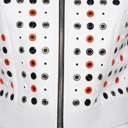 Louis Vuitton Ivory Leather Eyelet Detail Cropped Biker Jacket S