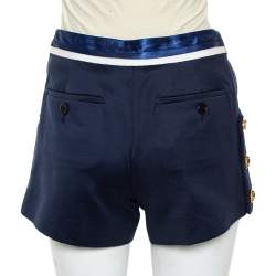 Louis Vuitton Navy Blue Cotton Button Detail Shorts S