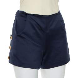 Louis Vuitton Navy Blue Cotton Button Detail Shorts S
