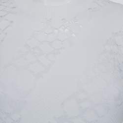 Pre Owned Louis Vuitton White Lace Knit Crewneck Top S