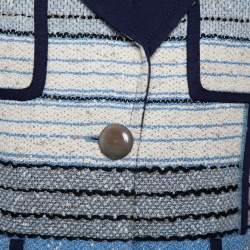 Louis Vuitton Navy Blue Striped Wool Tweed Button Front Blazer M