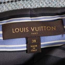 Louis Vuitton Navy Blue Striped Wool Tweed Button Front Blazer M