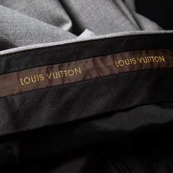 Pre Owned Louis Vuitton Grey Wool Pocket Overlap Detail Belted Cropped Trousers S