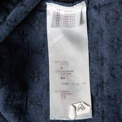 Pre Owned Louis Vuitton Navy Blue Denim Logo Jacquard Detail Tapered Leg Jeans M