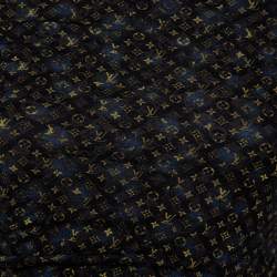 Louis Vuitton Black & Blue Logo Printed Wool Ruched Tunic M