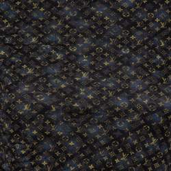 Louis Vuitton Black & Blue Logo Printed Wool Ruched Tunic M