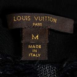 Louis Vuitton Black Wool & Mesh Striped Crewneck Sweater M