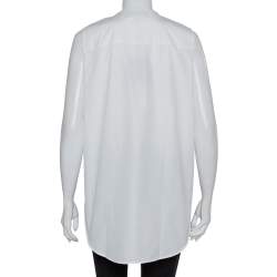 Pre Owned Louis Vuitton White Cotton Contrast Trim Neck Tie Detail Sleeveless Shirt L