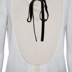 Pre Owned Louis Vuitton White Cotton Contrast Trim Neck Tie Detail Sleeveless Shirt L