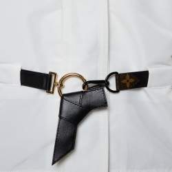 Louis Vuitton White Synthetic Logo Printed Hood Detail Belted Parka Jacket M