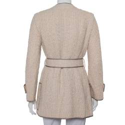 Louis Vuitton Cream Wool & Mohair Button Front Belted Jacket M