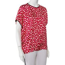 Louis Vuitton X Yayoi Kusama Red Polka Dot Contrast Trim Oversized Top M