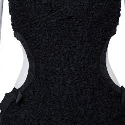 Pre Owned Louis Vuitton Black Textured Cotton Cutout Detail Sleeveless Mini Dress M
