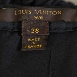 Pre Owned Louis Vuitton Black Textured Cotton Cutout Detail Sleeveless Mini Dress M