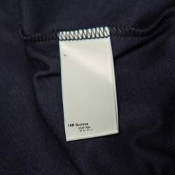 Pre Owned Louis Vuitton Navy Blue Cotton Knit Neck Charm Detail Tank Top L