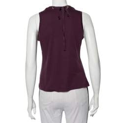 Louis Vuitton Purple Cotton Knit Neck Charm Detail Tank Top L