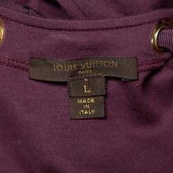 Louis Vuitton Purple Cotton Knit Neck Charm Detail Tank Top L