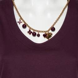 Louis Vuitton Purple Cotton Knit Neck Charm Detail Tank Top L