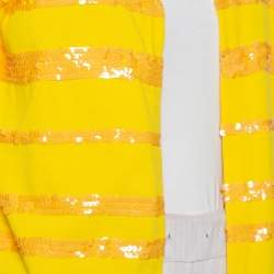 Louis Vuitton Yellow Sequin Embellished Knit Open Front Shrug M  