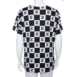 Pre Owned Louis Vuitton Monochrome Twist Lock Printed Crewneck T-Shirt XL