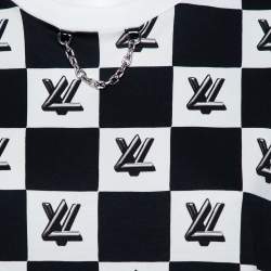 Pre Owned Louis Vuitton Monochrome Twist Lock Printed Crewneck T-Shirt XL