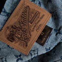 Pre Owned Louis Vuitton Blue Logo Monogram Denim Contrast Collar Detail Jacket L