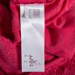 Pre Owned Louis Vuitton Pink Logo Embroidered Linen Applique Detail T-Shirt XL