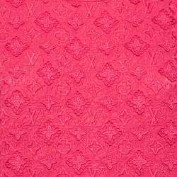 Pre Owned Louis Vuitton Pink Logo Embroidered Linen Applique Detail T-Shirt XL