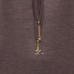 Pre Owned Louis Vuitton Brown Wool Neck Tie Detail Sleeveless Top L