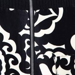 Pre Owned Louis Vuitton Black Rib Knit & Printed Wool Zip Front Mini Dress S