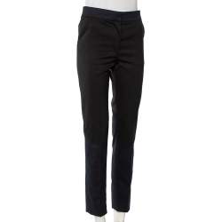Pre Owned Louis Vuitton Black & Navy Blue Wool Paneled Formal Pants S