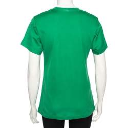Louis Vuitton Green Printed Jersey Chain Detail Short Sleeve T-Shirt S