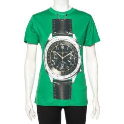 Louis Vuitton Green Printed Jersey Chain Detail Short Sleeve T-Shirt S