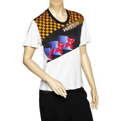 Pre Owned Louis Vuitton White Monogram Race Printed Cotton Crewneck T-Shirt L