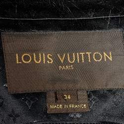 مملوكة مسبقًا Louis Vuitton Black Logo Monogram Lurex Silk Fur Collar Belted Trench Coat S