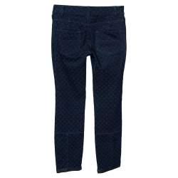 Pre Owned Louis Vuitton Navy Blue Monogram Jacquard Denim Jeans S
