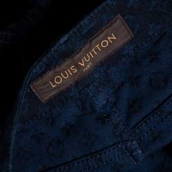 Pre Owned Louis Vuitton Navy Blue Monogram Jacquard Denim Jeans S