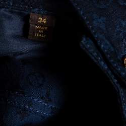 Pre Owned Louis Vuitton Navy Blue Monogram Jacquard Denim Jeans S