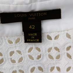 Louis Vuitton White Cotton & Eyelet Embroidered Yolk Detailed Button Front Shirt L
