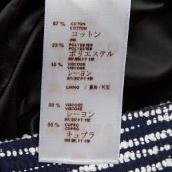 Louis Vuitton Navy Blue-White Textured Button Front Jacket L