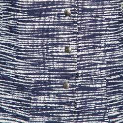 Louis Vuitton Navy Blue-White Textured Button Front Jacket L